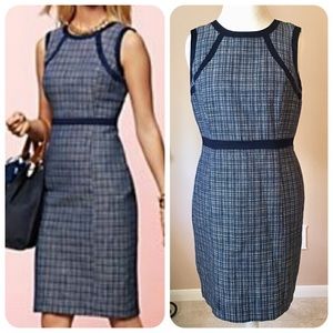 HP Talbots Navy Tweed Sleeveless Sheath Dress 12P